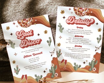 Desert Bachelorette Invitation Itinerary, Desert Weekend itinerary, Scottsdale Bachelorette Invitation, Arizona Bachelorette
