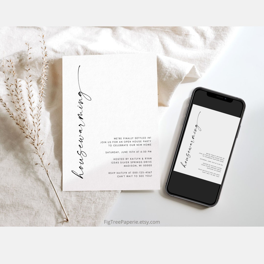 Modern Housewarming Party Invitation, Minimalist Open House Invite
