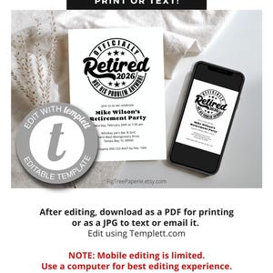 Retirement Party Invitation Men, Funny Retirement Invite Man, 2026 Digital Printable Retirement Invitation image 3