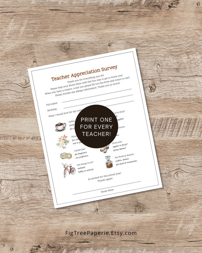 Teacher Appreciation Survey Teacher Appreciation Week Ideas Etsy