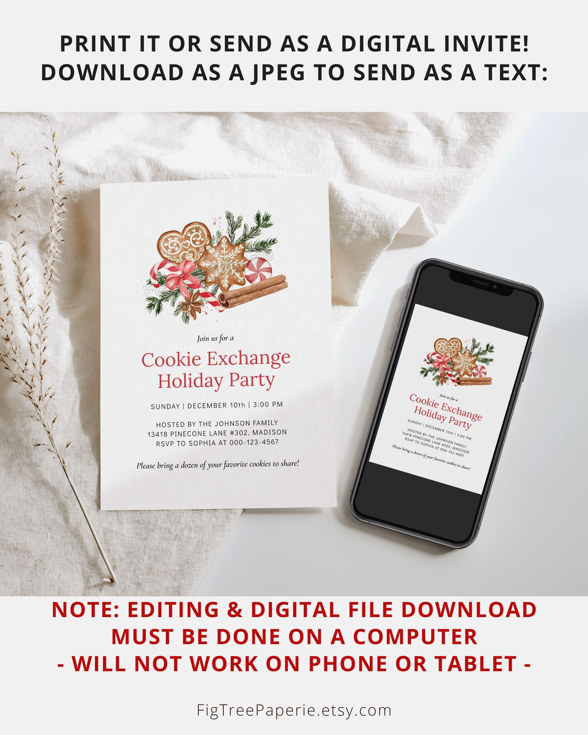 Cookie Exchange Invitation, Printable Christmas Cookie Exchange