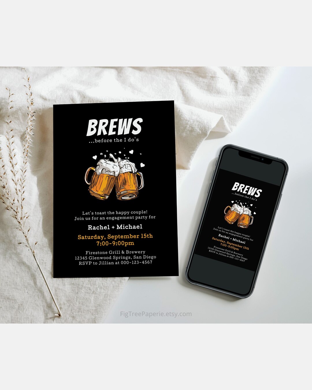 Beer Engagement Party Invitation Brewery Wedding Engagement Etsy