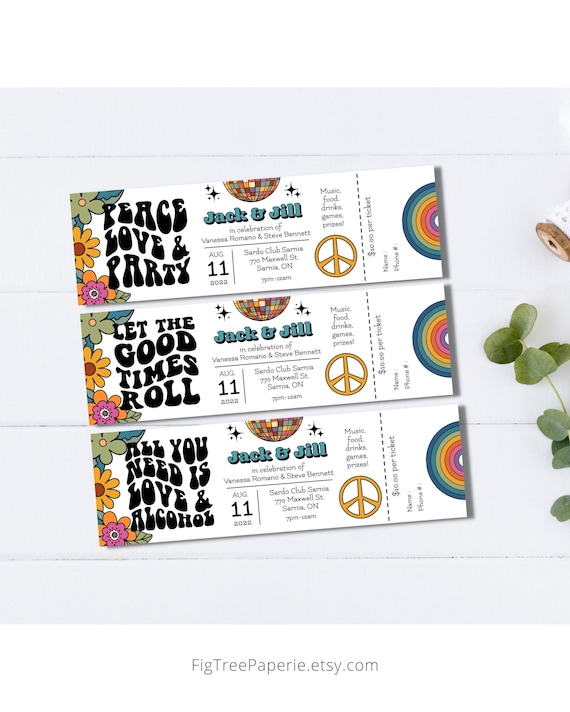 Jack and Jill Ticket Bundle Jack & Jill Invite Retro 70s Etsy