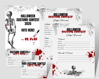 Halloween Costume Contest Sign, Costume Contest Vote Cards, Best Costume Ballot, Halloween Bloody Decor, Scorecards, Digital Download, F141