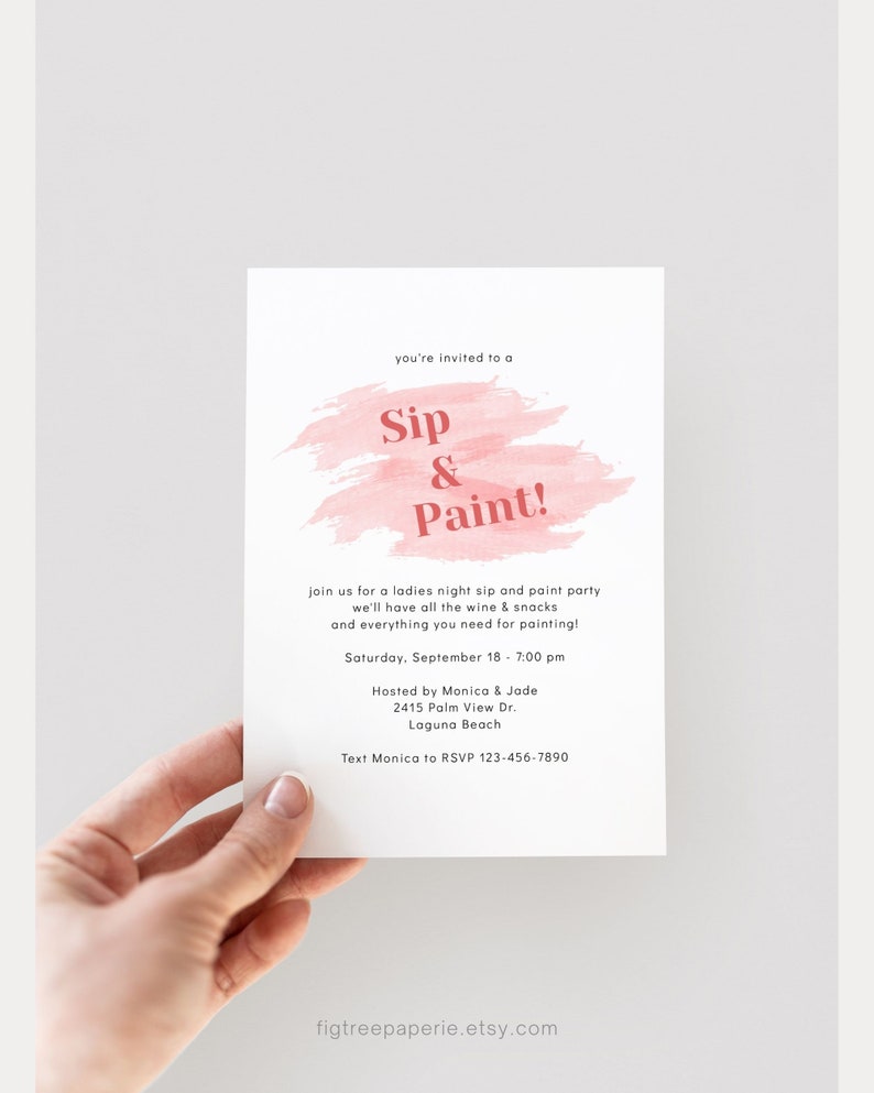 Sip and Paint Party Invitation Paint and Sip Invite Adult Etsy