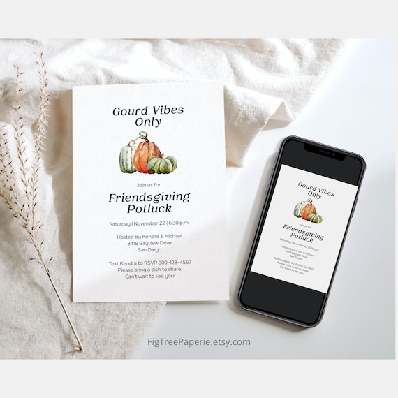 Friendsgiving Potluck Invitation, Friendsgiving Dinner Invite, Funny Friendsgiving Invitation, Printable Friendsgiving Invite, Digital