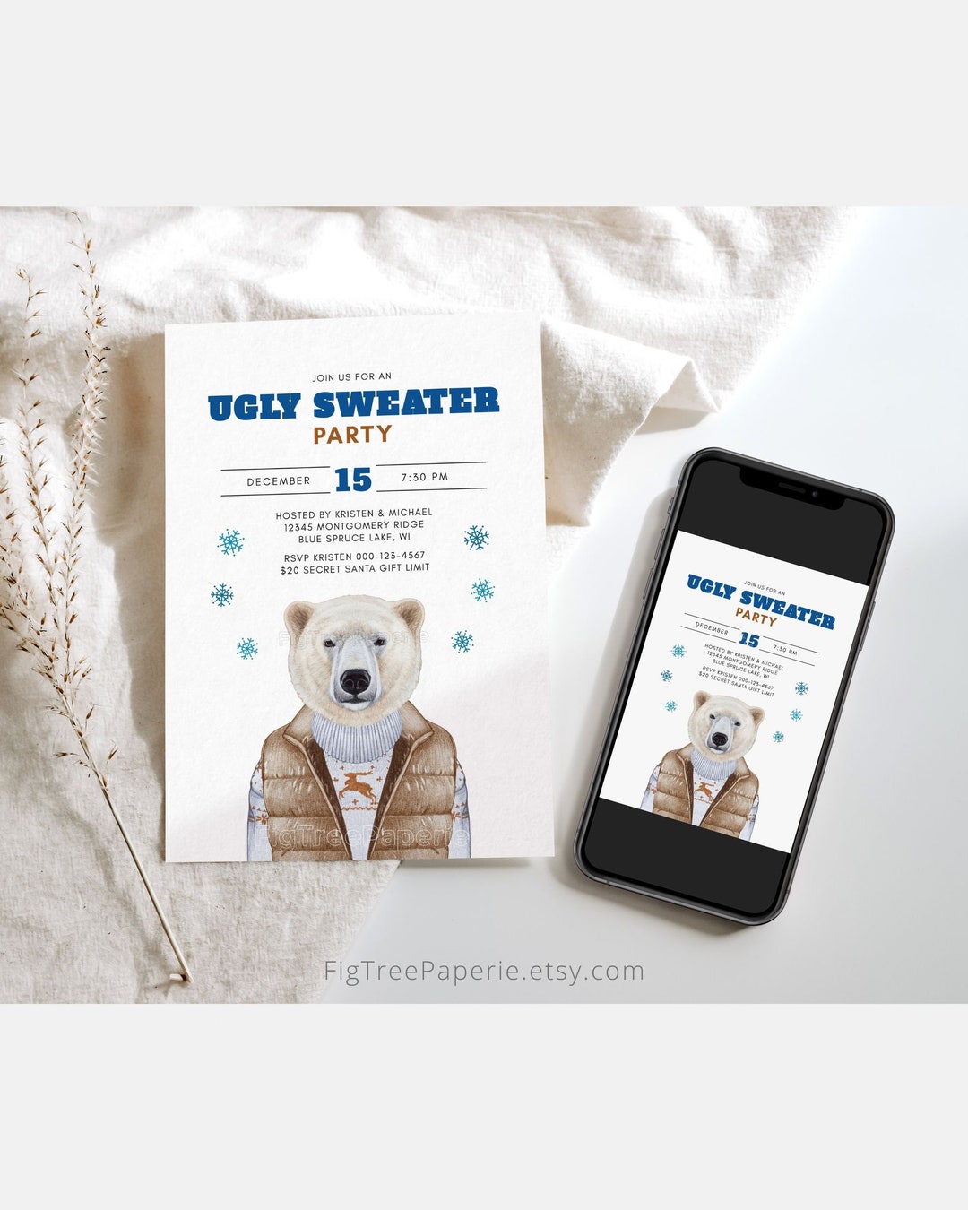 Editable Ugly Sweater Invitation Template, Ugly Sweater Party Invite ...