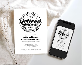 Retirement Party Invitation Men, Funny Retirement Invite Man, 2026 Digital Printable Retirement Invitation