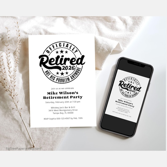 Retirement Party Invitation Men, Funny Retirement Invite Man, 2026 Digital Printable Retirement Invitation