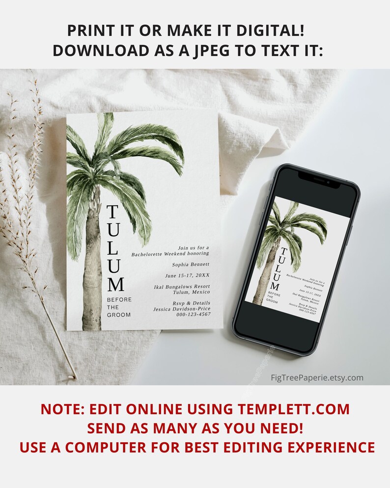 Tulum Bachelorette Weekend Invite Itinerary, Mexico Bachelorette Invite, Tulum Before the Groom Bachelorette, Printable image 2