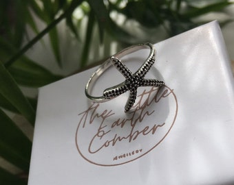 Oxidized Sterling Silver Starfish Ring: Statement Jewelry