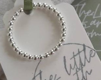 Sterling Silver Beaded Spinner Ring: Hypoallergenic Stacking Ring