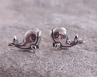 Sterling Silver Whale Stud Earrings, Hypoallergenic Jewelry