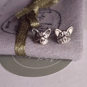 Sterling Silver Corgi Stud Earrings: Small Dog Lover Gift