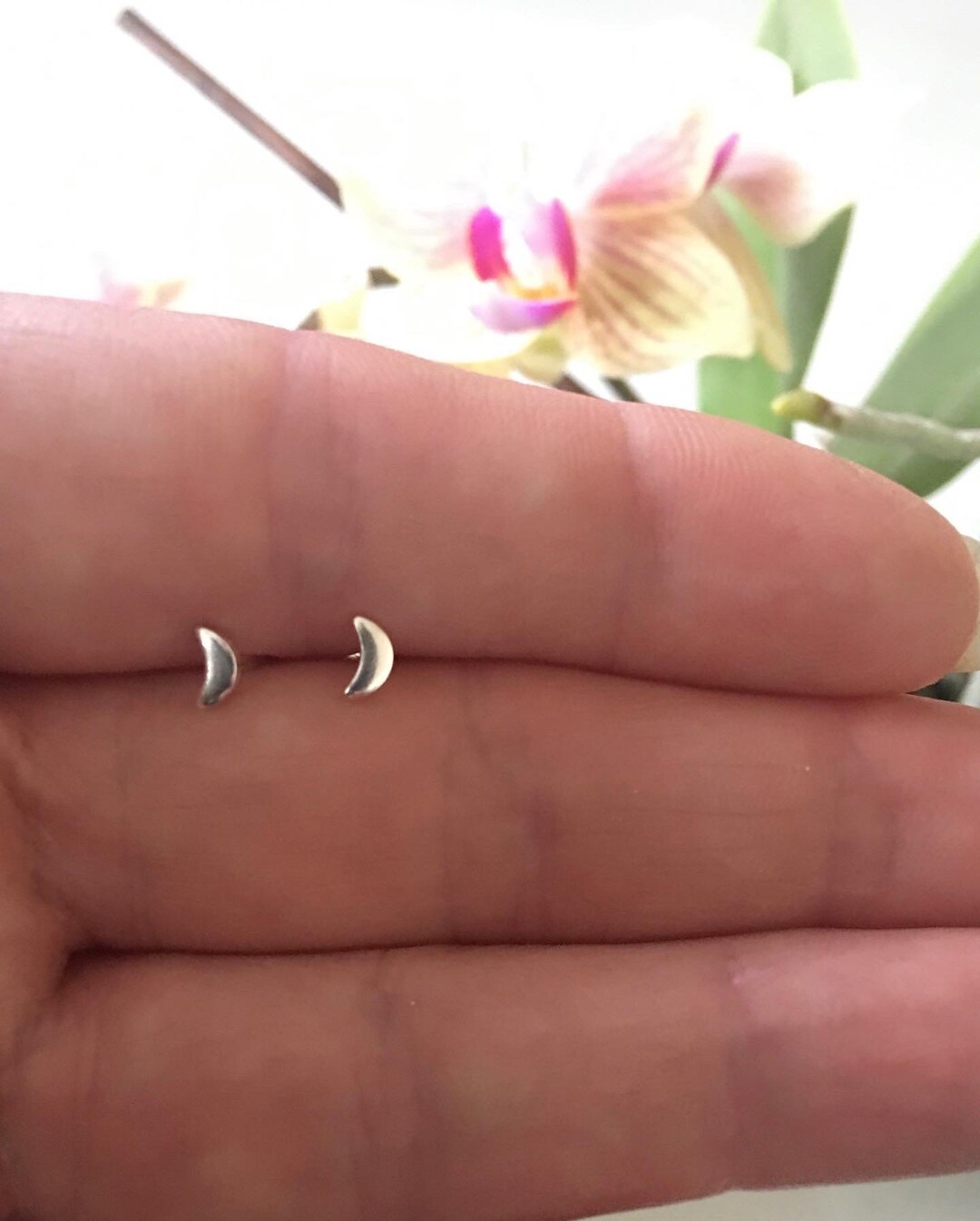 925 Sterling Silver Half Moon Earrings Moon Earrings Tiny Etsy UK