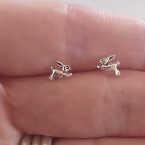 Tiny Rabbit Sterling Silver Studs, Tiny Rabbit Studs ∙ 925 Sterling Silver ∙ Bunny Rabbit Earrings ∙ Christmas Gift Idea ∙  Stocking Fillers