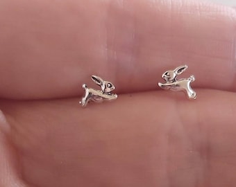 Tiny Sterling Silver Rabbit Studs: Hypoallergenic Bunny Earrings