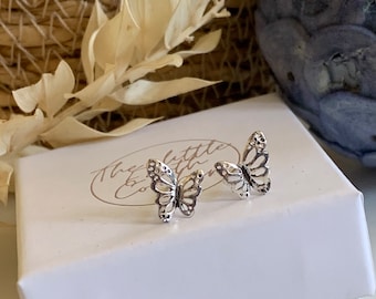 Schöne Sterling Silber Schmetterling Ohrringe, Schmetterling Ohrstecker, Schmetterling Schmuck, Silber Ohrring, Ohrstecker, Sterling Silber Ohrring,