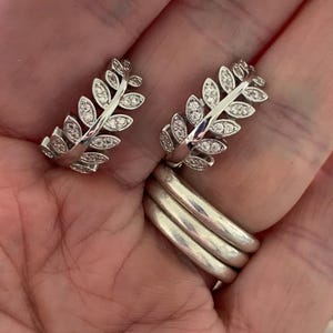 CZ Leaf Hoop Earrings, Hypoallergenic