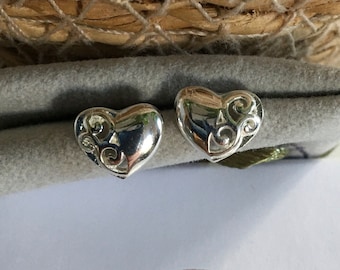 925 sterling silver heart stud earrings, Heart studs, Silver hearts, Heart jewellery