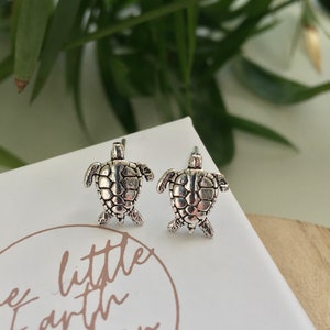 Sterling silver Turtle stud earrings, Stud earrings, Silver Earrings, Turtle jewellery