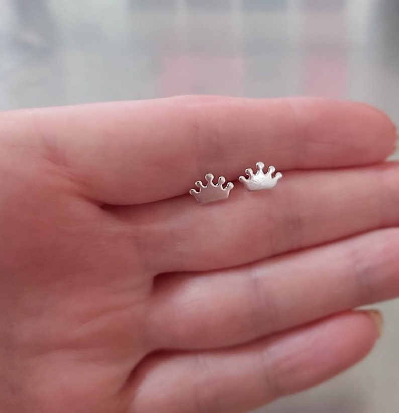 Sterling Silver Crown Studs Crown Earrings in Sterling Etsy