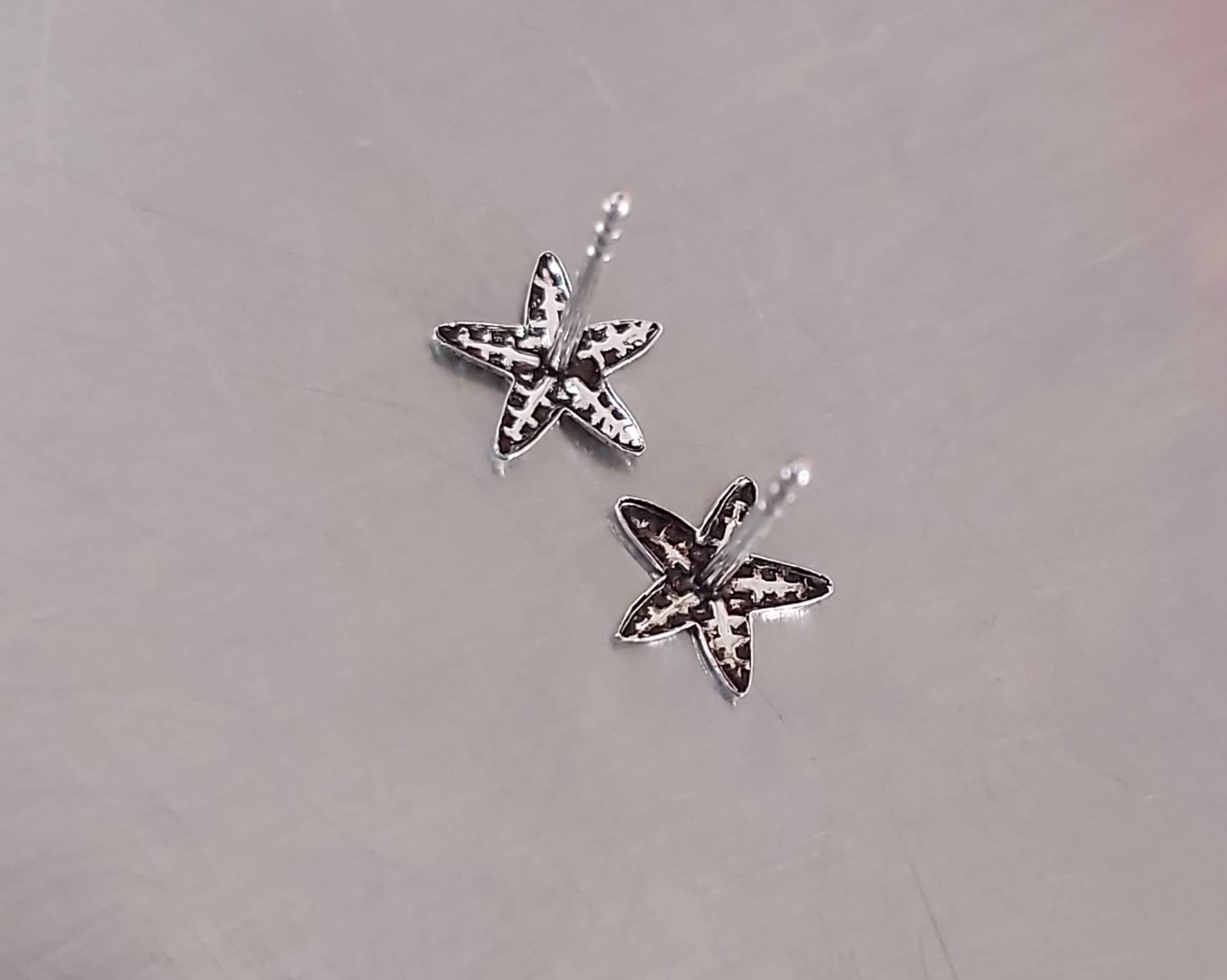 Orecchini A Stella Marina In Argento Sterling 925 - Borchie Piccole Da Donna