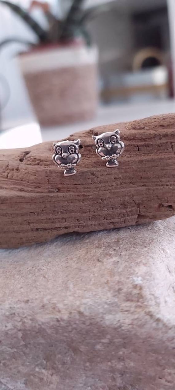 Little Sterling Silver Owl Earrings Owl Jewellery Owl Earrings
