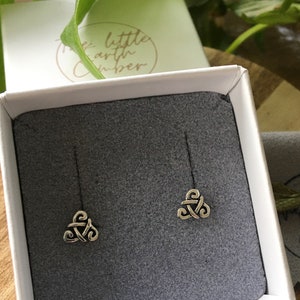 Sterling Silver Celtic Knot Triangle Stud Earrings