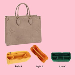 For [Onthego MM] Liner Insert Organizer On The Go OTG (Style J) Monogram  Trianon Pink / Cream