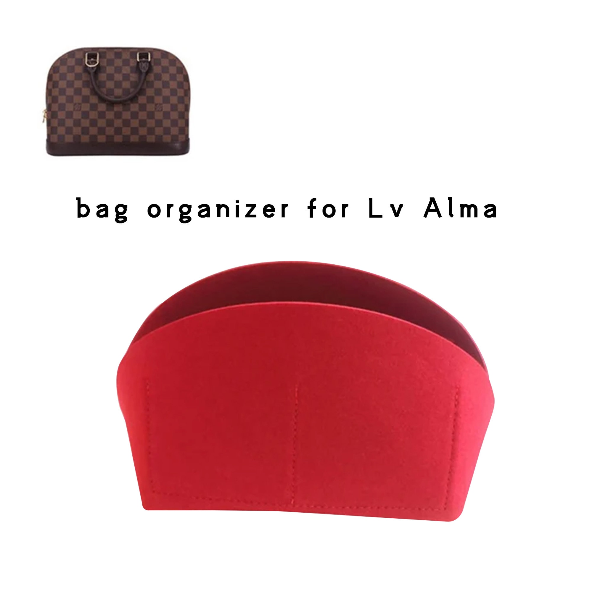 Women Alma Organizer Bag for LV Alma BB PM MM GM insert Felt Purse  Organizer 1004brown-XL（NLMA-PM)