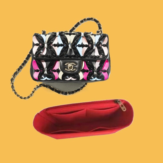 Lckaey Purse insert-for chanel 2.55 mini bag insert medium felt Handbag  Organizer 2019Claret-M