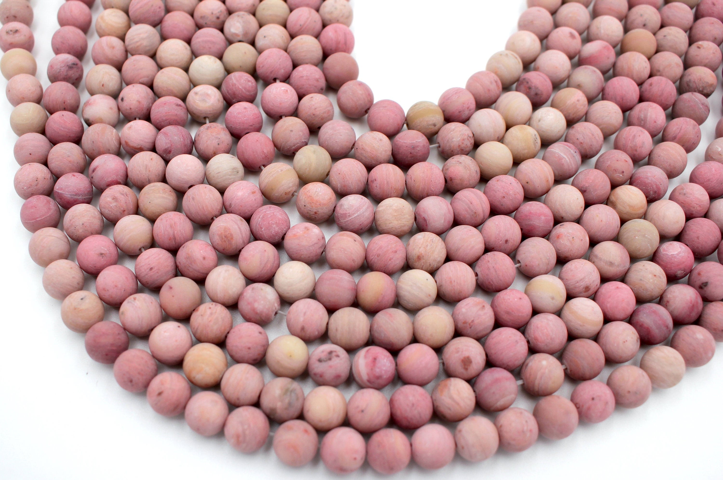 VIXDA Rhodonit Perlen 4-8mm - Naturstein Würfel Für Schmuck DIY Halsketten & Armbänder