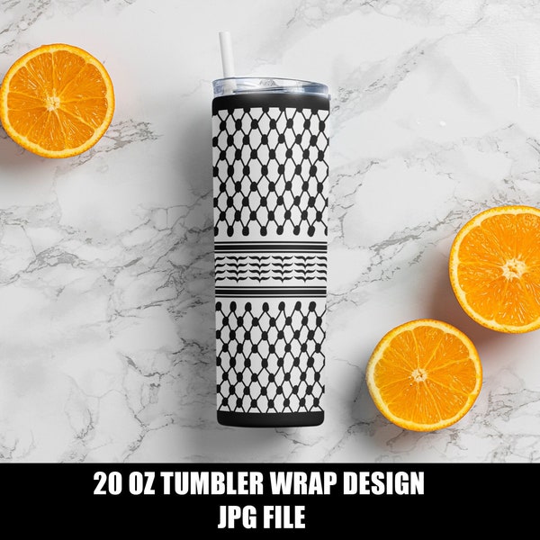 20 oz Tumbler Wrap Design | Sublimation Design | Kufeya Pattern | Skinny Tumbler Digital Design | JPG Design