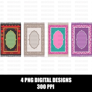 4 Designs PNG | Tapetes de Oração | Design Islâmico | Tapetes de Oração