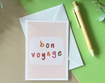Leaving Bon Voyage Card / Greetings Card A6 - Hand drawn Illustration, Cute, Bon voyage, Leaving, Sorry you're leaving, Good luck