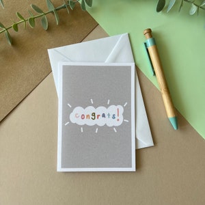 Félicitations, félicitations, carte de vœux A6 - Illustration dessinée à la main, mignonne, félicitations, carte de félicitations, bien joué