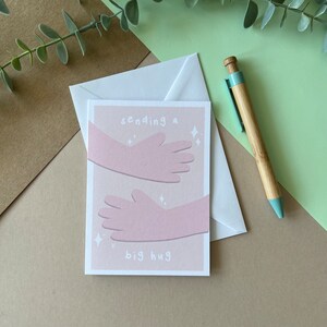 Envoi d'une grande carte de rétablissement / carte de voeux A6 - Illustration dessinée à la main, mignon, rétablissement rapide, envoi d'un grand câlin, envoi de câlins