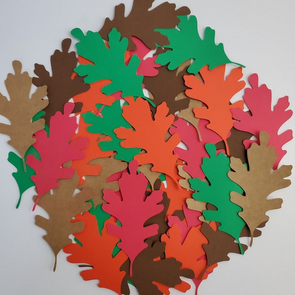 Die cuts ~ Fall Autumn Oak Leaves ~ 20 pieces ~ your choice of colors and sizes ~ Cardstock Paper Cutouts ~ scrapbooks & bulletin boards