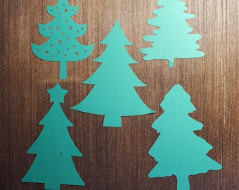 Die cuts Trees ~ 20 pieces ~ your choice of color & shapes ~ Cardstock Paper Cutouts ~ scrapbooks, bulletin boards, Christmas holiday cards