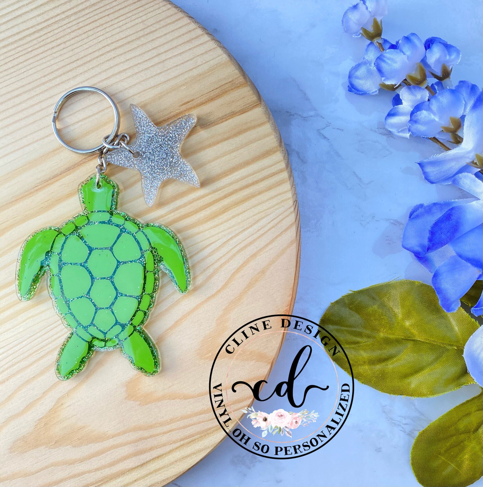 Sea Turtle Keychain Resin Keychain Handmade Keychain Etsy