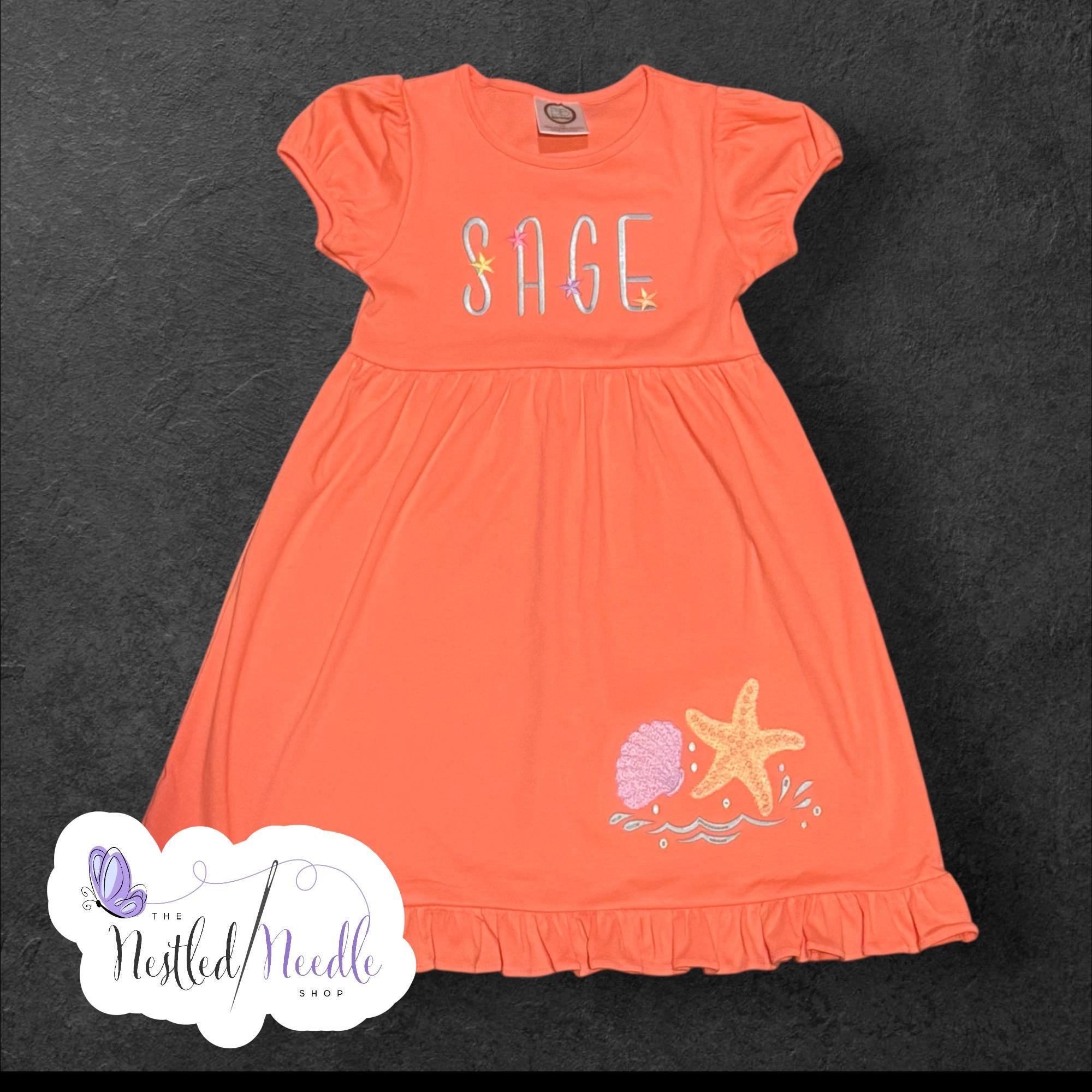 Seashell Embroidered Dress - Etsy Seashell Embroidered Dress - Etsy