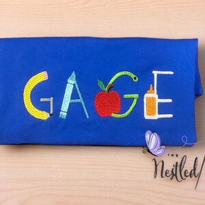 Boys Personalized Back to School Font Embroidered Shirt/Boy Personalized Back to School Tee