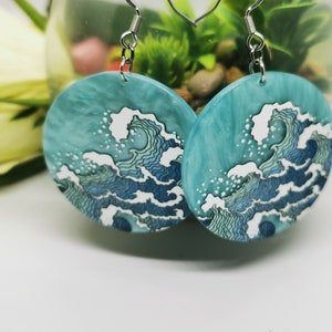 Sea Wave Earrings, Beach lovers , Dangle and Drop, Statement Jewellery