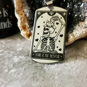 Tarot Card Necklace, Cat Lover Necklace, Tarot Jewellery, Punk Rock Neckalce, Unisex presents, Anniversary Present