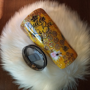 Honeycomb Tumbler- Queen Bee Tumbler- Bee Kind Beehive Peek A Boo- Glitter Tumbler