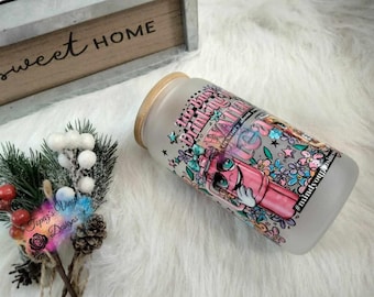 Glass Can Tumbler with Bamboo Lid and Straw