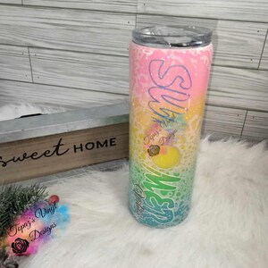 Rainbow ombre Summer Vibes/ Neon Tumbler/ Beach Cup/ Rainbow/Ombre Glitter Tumbler/ Ready to Ship