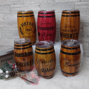 Whiskey Barrel Tumbler, Personalized Tumbler/  Whiskey lover gift / Gift for the barrel lover/ Tumbler Epoxy/ 15oz Barrel