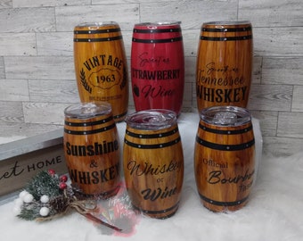 Personalized Whiskey Barrel Tumbler, Epoxy Finish, 15oz